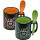 Set tazze da caffè personalizzabile ceramica verde/arancio design moderno