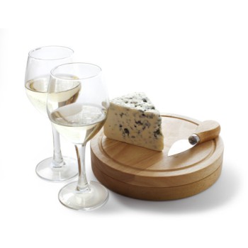 Articoli vino personalizzati con logo - Set formaggio in legno Bellamy