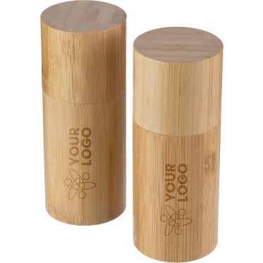 Set macina sale e pepe personalizzabile Impression in bambù ecologico