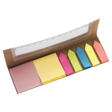Set memo personalizzato con righello trasparente e memo stick colorati