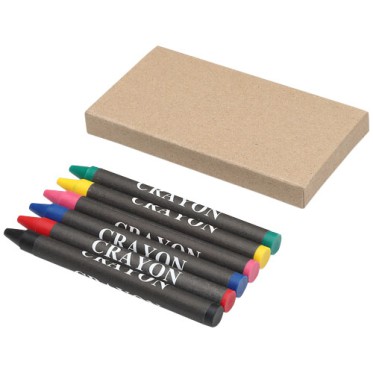 Kit scrittura personalizzati con logo - Set pastelli a cera colorati 6 pezzi Ayo