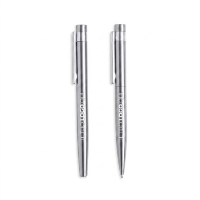 Set penna personalizzabile in acciaio inox riciclato con roller