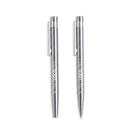 Set penna personalizzabile in acciaio inox riciclato con roller