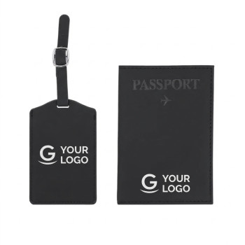 Accessorio da viaggio personalizzato - Set portapassaporto e etichetta bagaglio in pu