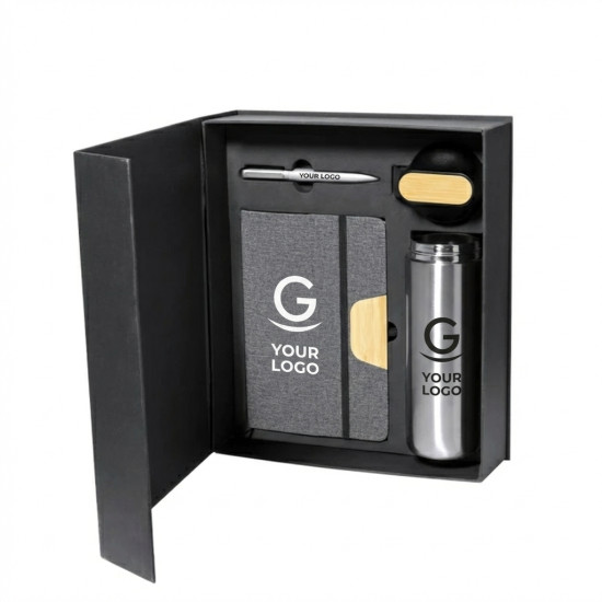 Set premium personalizzabile tazza thermos 640 ml e blocco note pu