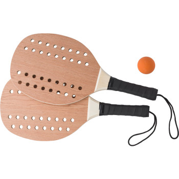 Giochi spiaggia personalizzati con logo - Set racchettoni in palissandro e compensato Sergio
