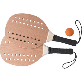 Giochi spiaggia personalizzati con logo - Set racchettoni in palissandro e compensato Sergio