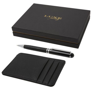 Penna personalizzata con logo  - Set regalo con penna a sfera e portafoglio Encore