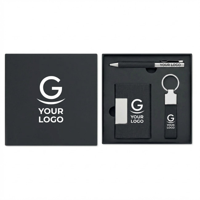 set regalo personalizzati con logo - Set regalo scrivania personalizzabile con penna metallo e accessori RPET