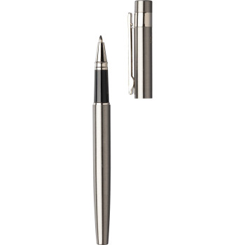 gadget ecologici con logo - Set scrittura in acciaio inox riciclato composto da penna a sfera e rollerball Fritz