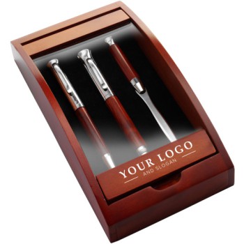 Penna di lusso elegante di qualità personalizzata con logo - Set scrivania in legno Paulette