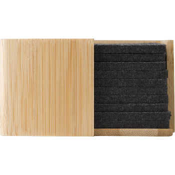 Set sottobicchieri in feltro rPET con custodia in bambù Lawrence