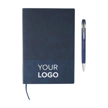 set regalo personalizzati con logo - Set taccuino Tarek | Similpelle riciclata | A5 | Con penna