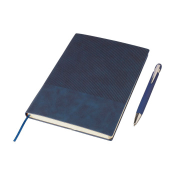set regalo personalizzati con logo - Set taccuino Tarek | Similpelle riciclata | A5 | Con penna