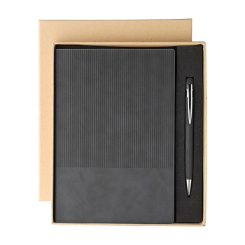 set regalo personalizzati con logo - Set taccuino Tarek | Similpelle riciclata | A5 | Con penna