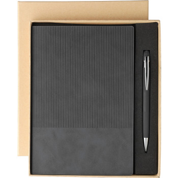 set regalo personalizzati con logo - Set taccuino Tarek | Similpelle riciclata | A5 | Con penna