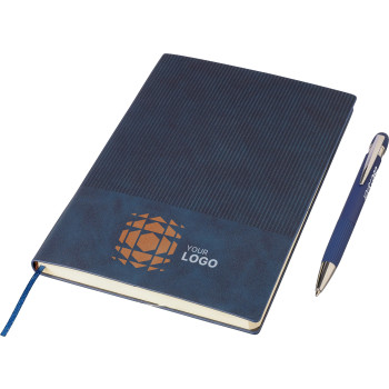 set regalo personalizzati con logo - Set taccuino Tarek | Similpelle riciclata | A5 | Con penna