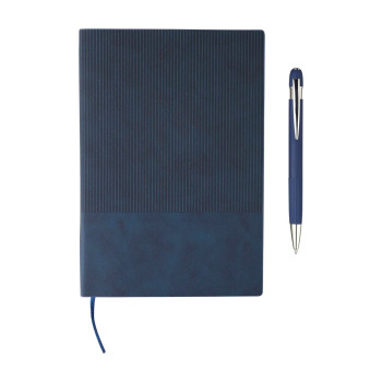 set regalo personalizzati con logo - Set taccuino Tarek | Similpelle riciclata | A5 | Con penna