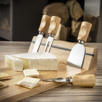 Set tagliere formaggi Arlo | Legno di gomma | 4 pz