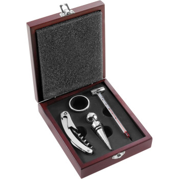 Set da vino personalizzati con logo - Set vino 4 accessori, in acciaio inox Brady