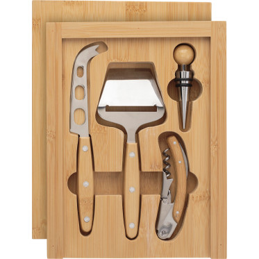 Set vino personalizzabile Impression in bambù naturale con accessori completo