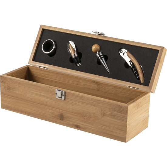 Set vino in bamboo ed acciaio inox Gareth