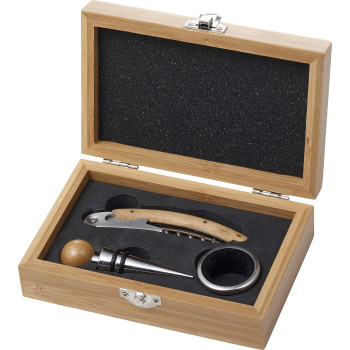 Set vino in bamboo ed acciaio inox Leonie