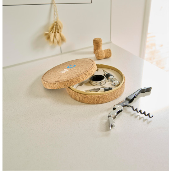 Set vino in sughero con 4 accessori Milana