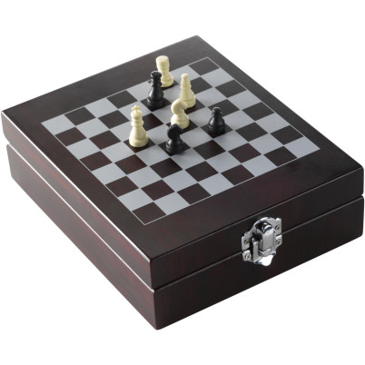 Set vino Renée | Cassetta in legno | Coperchio a scacchiera | 4 pz