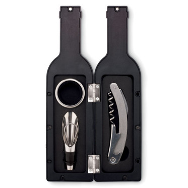 Set vino personalizzabile con accessori apribottiglia anello e tappo