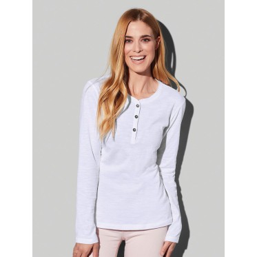 T-shirt maniche lunghe donna personalizzate con logo - Sharon Henley Long Sleeve
