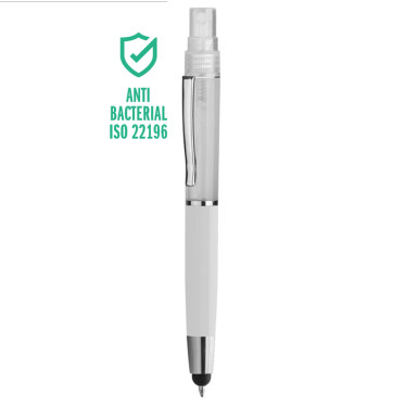 Penna a sfera antibatterica personalizzabile con gommino touch e serbatoio 4 ml