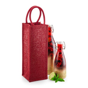 Shopper per fiere, eventi personalizzate con logo - Shimmer Jute Bottle Bag