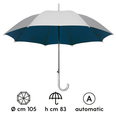 Ombrello automatico da passeggio struttura in fibra di vetro manico silver