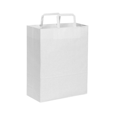 Shopper personalizzabile maniglia piatta carta kraft bianca 19x24x7 cm