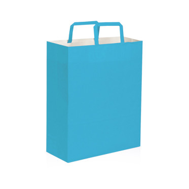 Shopper personalizzabile carta kraft bianca manici piatti portata 6 kg