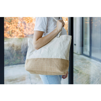 borse juta personalizzate - Shopper Diego | Cotone 280 g/m² | Fondo in juta