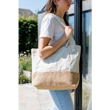 borse juta personalizzate - Shopper Diego | Cotone 280 g/m² | Fondo in juta