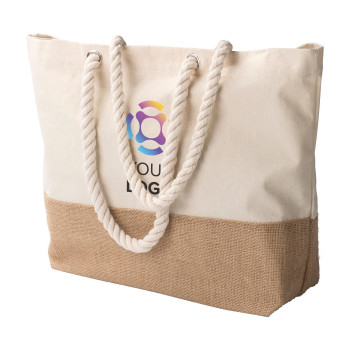 borse juta personalizzate - Shopper Diego | Cotone 280 g/m² | Fondo in juta