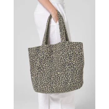 Shopper in canvas con stampa leopardata