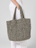 Shopper in canvas con stampa leopardata