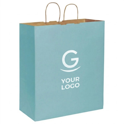 Shopper personalizzabile carta avana con maniglia ritorta e soffietto