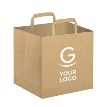 Shopper in Carta Personalizzata - Shopper personalizzabile in carta avana con maniglie piatte robusta