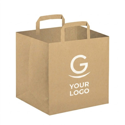 Shopper personalizzabile in carta avana con maniglie piatte robusta