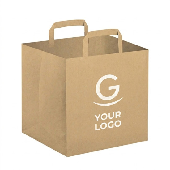 Shopper personalizzabile in carta avana con maniglie piatte robusta