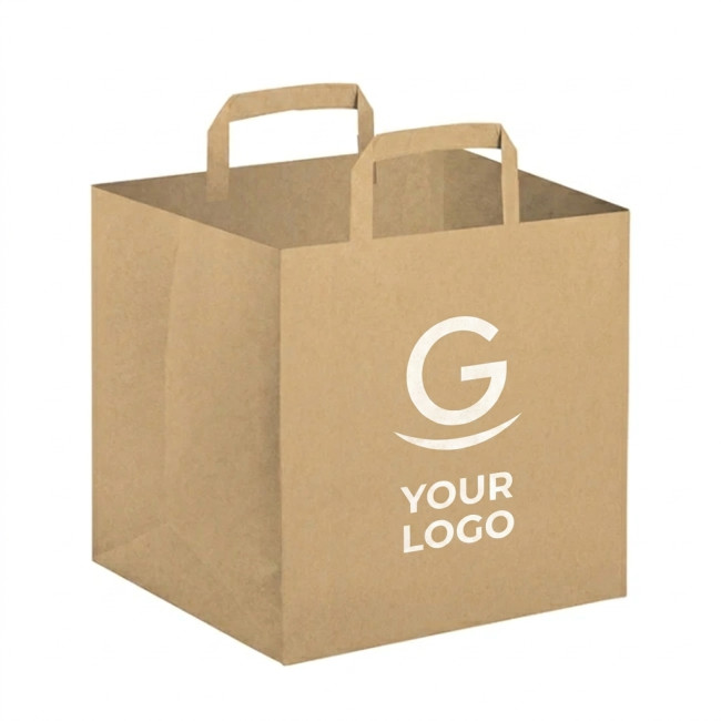 Shopper in Carta Personalizzata - Shopper personalizzabile in carta avana con maniglie piatte robusta