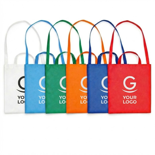 Shopper personalizzate con logo - Shopper personalizzabile in tessuto TNT con manici lunghi colorato