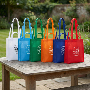 Shopper personalizzate con logo - Shopper personalizzabile in tessuto TNT con manici lunghi colorato