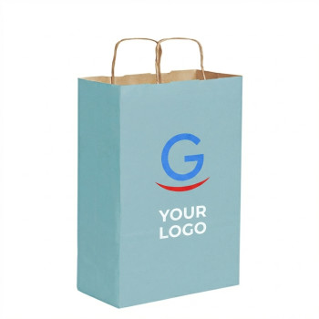 Shopper in Carta Personalizzate - Shopper personalizzata carta avana maniglia ritorta con soffietto