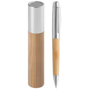 Penna a sfera personalizzabile con corpo in alluminio e bamboo